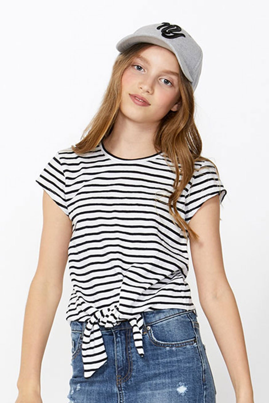 [TEST] Kids Tie Front Stripe Tee