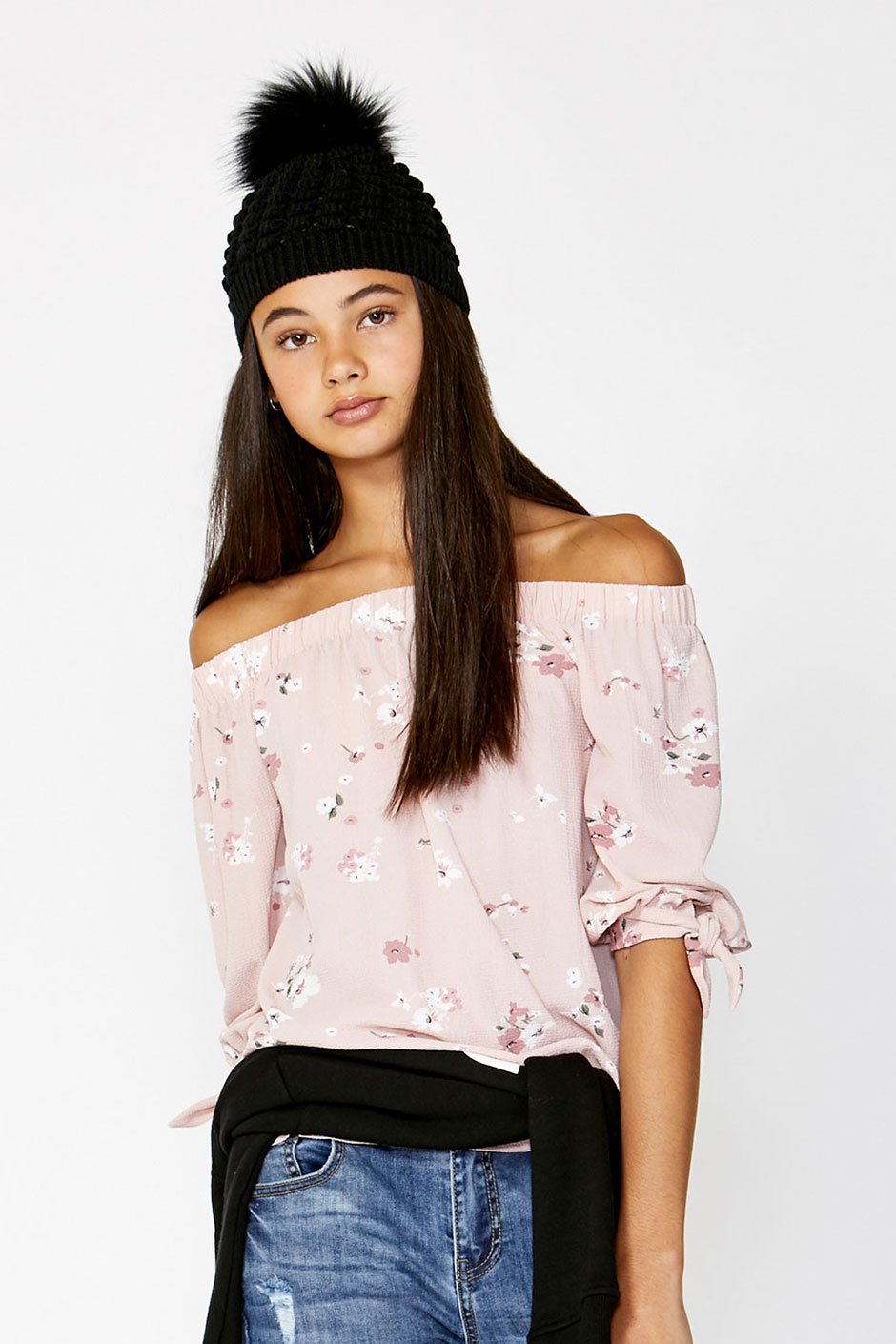 [TEST] Kids Floral Off Shoulder Top
