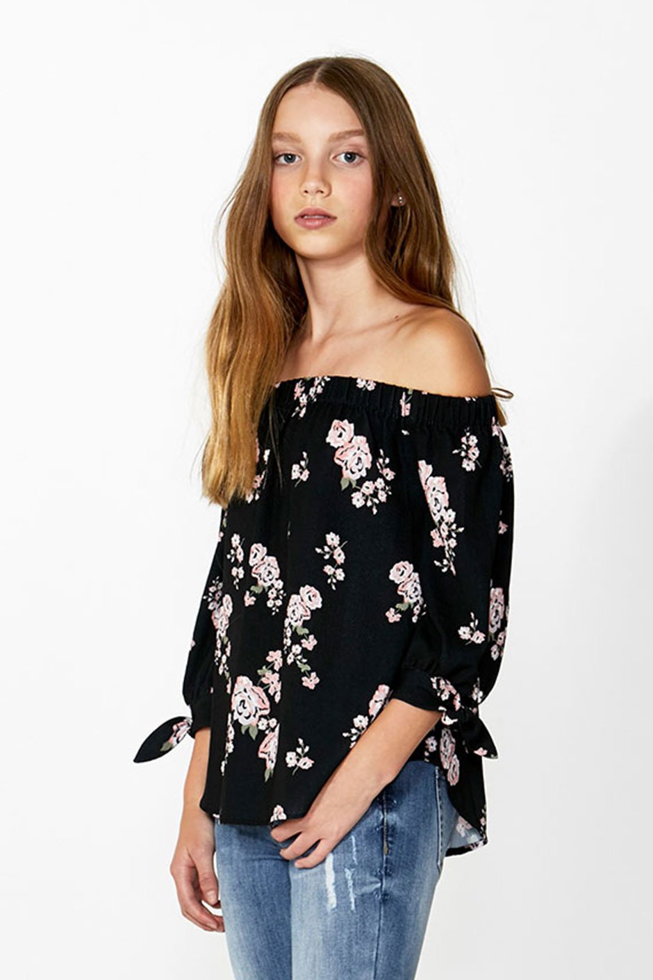 [TEST] Kids Floral Off Shoulder Top