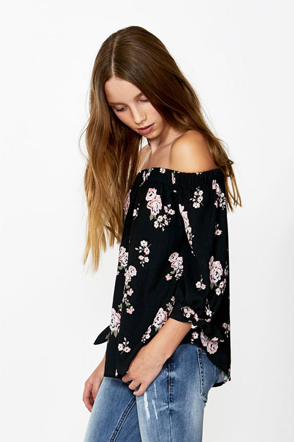 [TEST] Kids Floral Off Shoulder Top