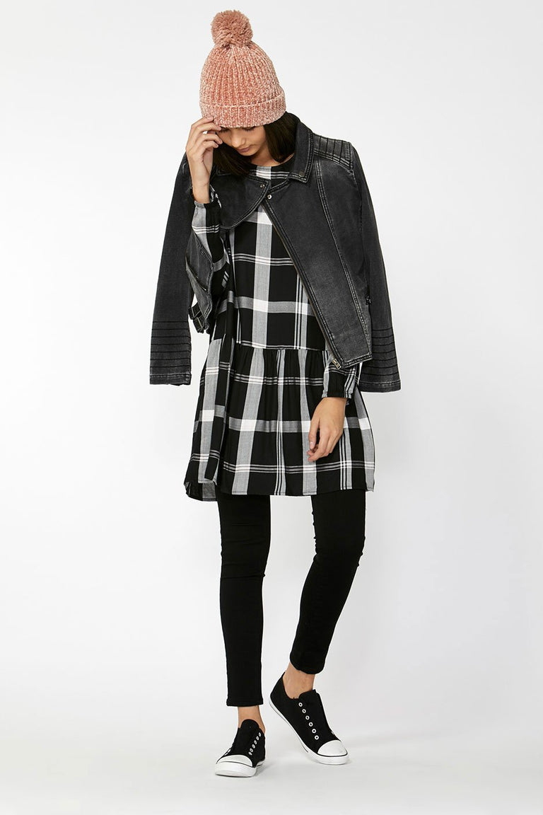 [TEST] Kids Long Sleeve Check Dress