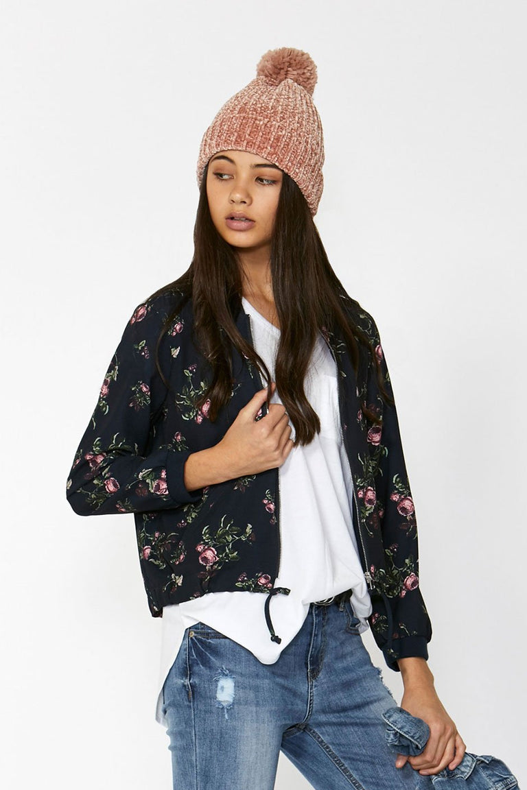 [TEST] Kids Rose Printed Bomber