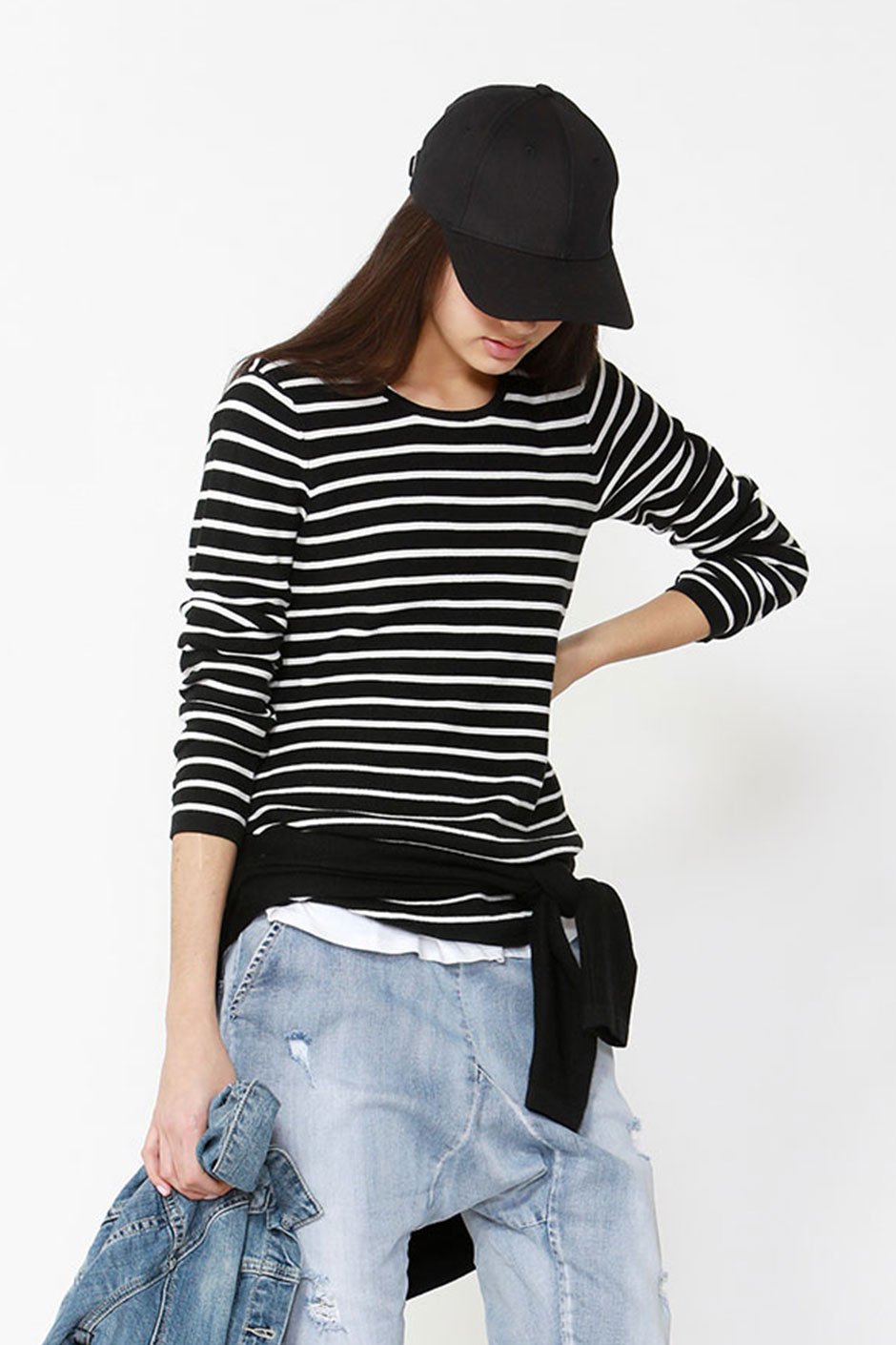 [TEST] Kids Stripe Curve Hem Pullover