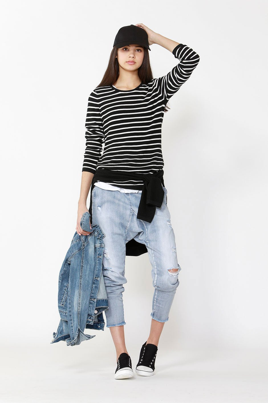 [TEST] Kids Stripe Curve Hem Pullover