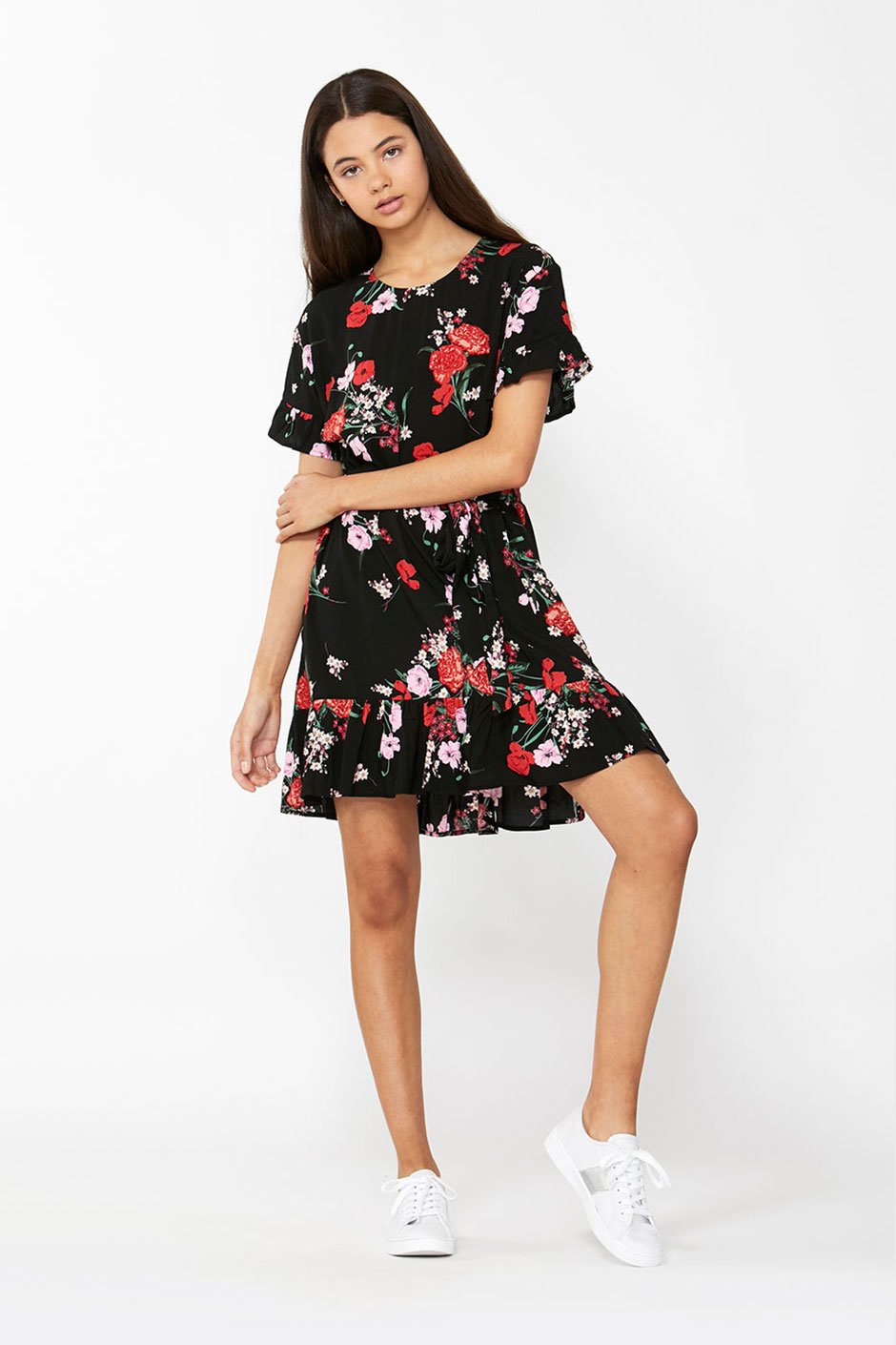 [TEST] Kids Tie Detail Ruffle Dress