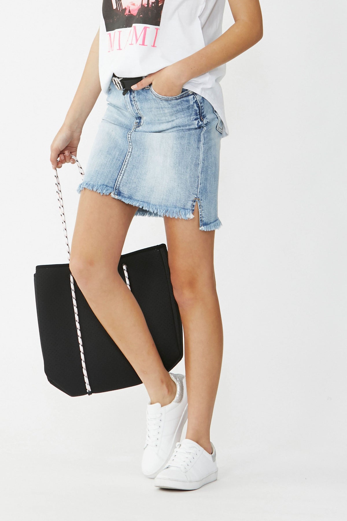 [TEST] Girls Denim Stepped Hem Skirt