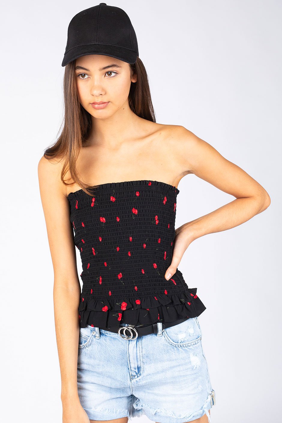 [TEST] Kids Strap Shirred Crop Top