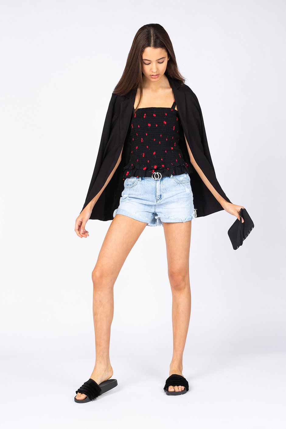 [TEST] Kids Strap Shirred Crop Top