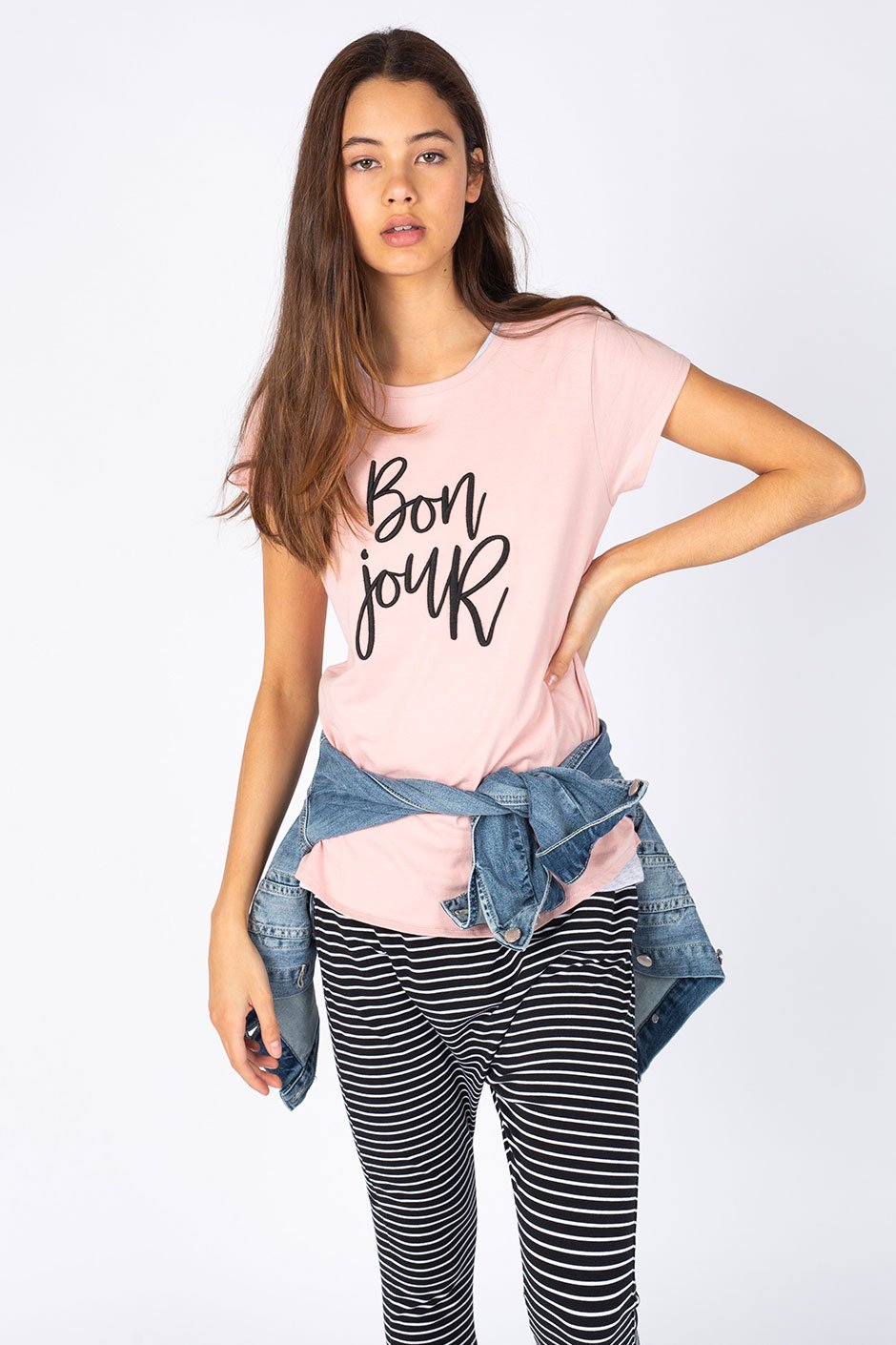 [TEST] Kids Bonjour Embroidered Tee