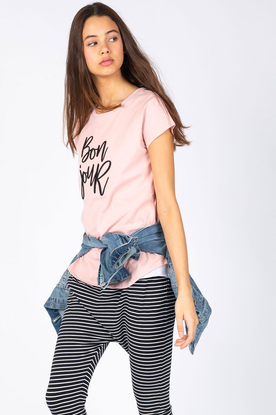 [TEST] Kids Bonjour Embroidered Tee