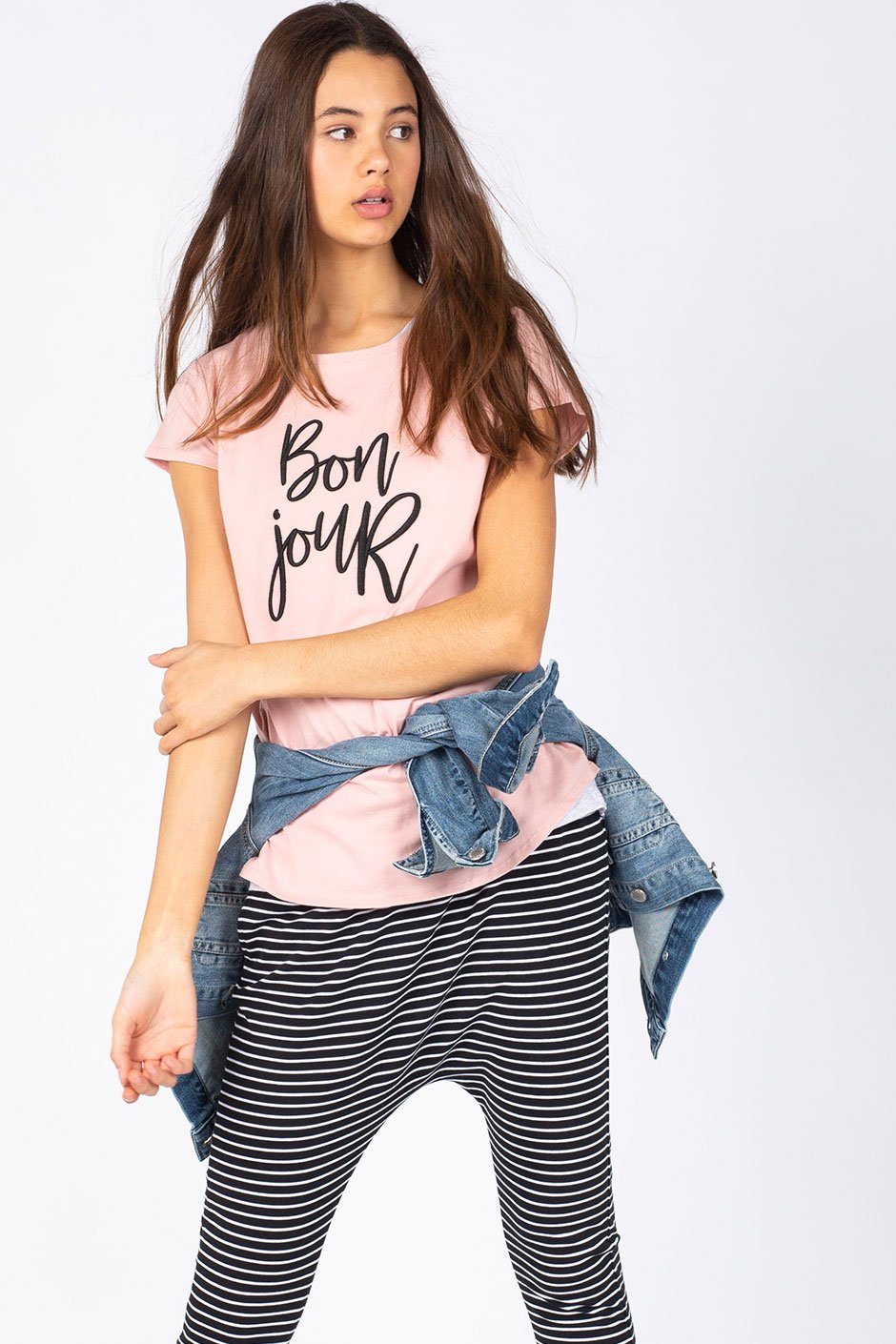 [TEST] Kids Bonjour Embroidered Tee