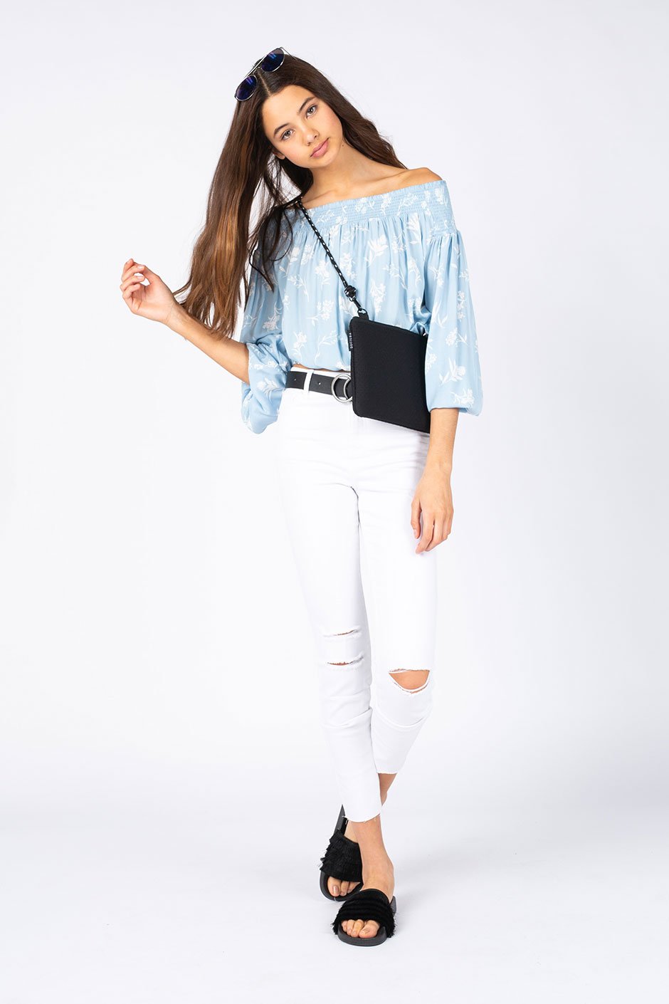 [TEST] Kids Print Off Shoulder  Top