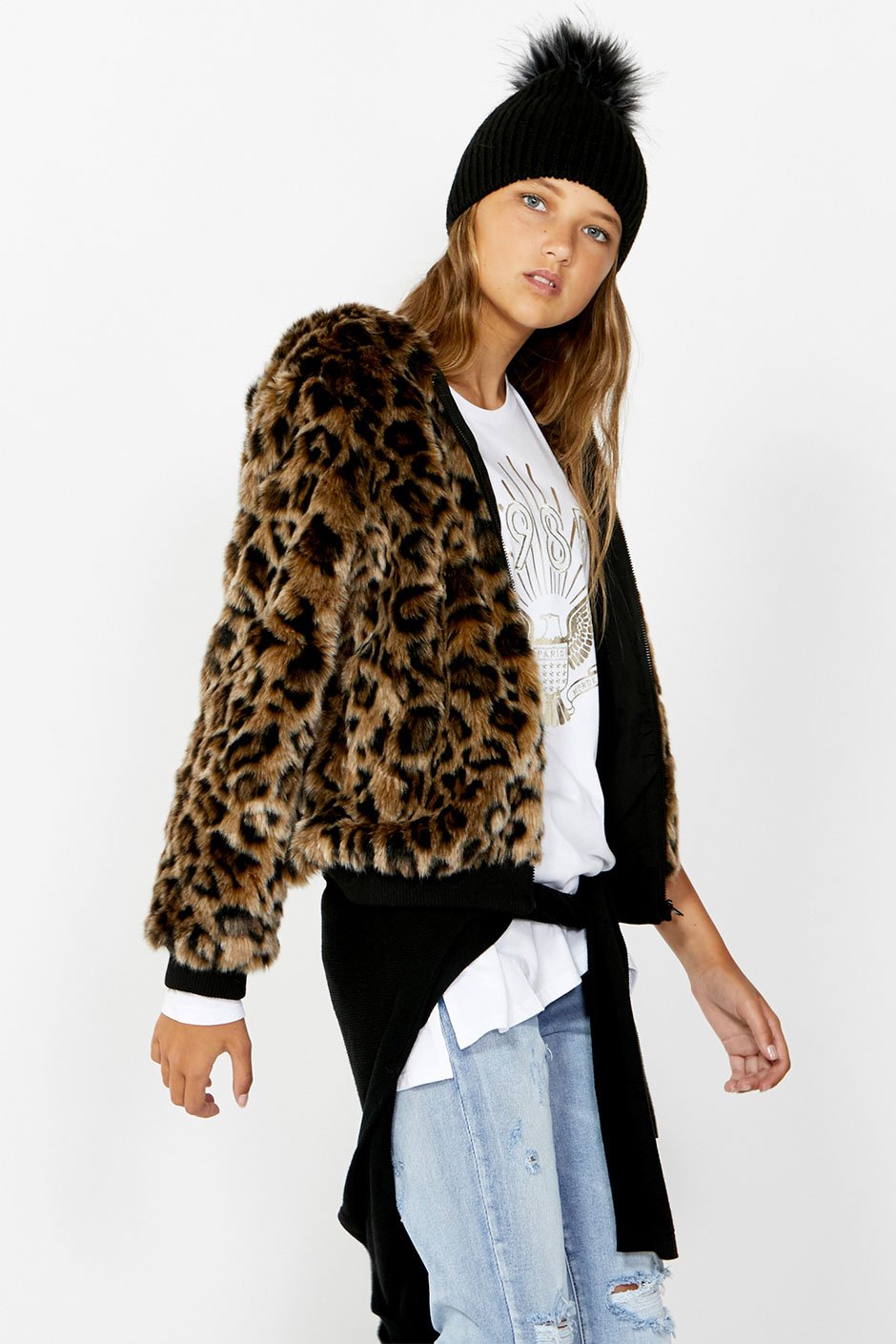 [TEST] Kids Laila Faux Fur Bomber