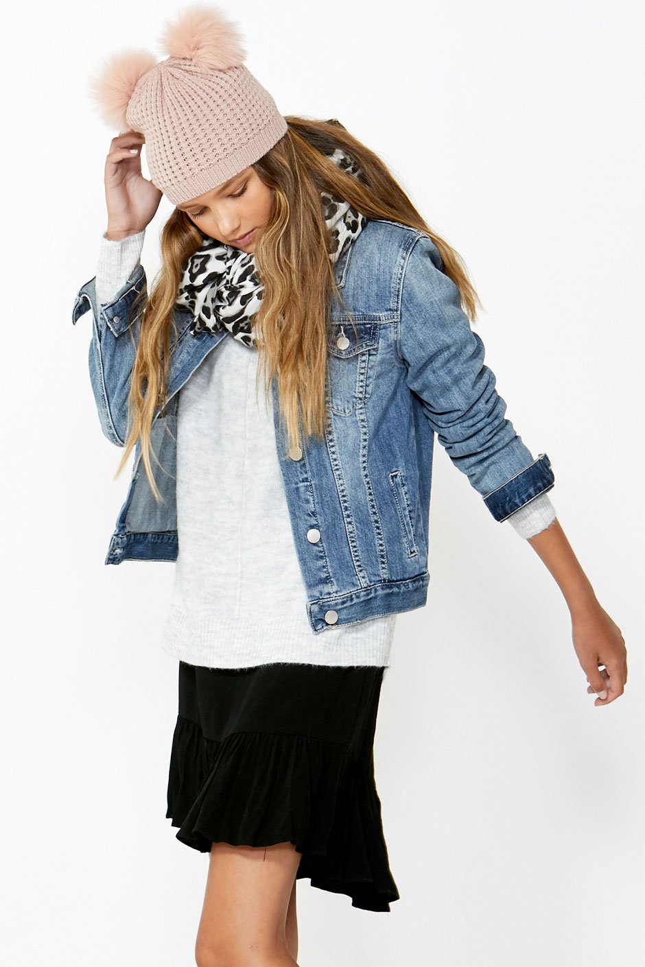 [TEST] Kids Leopard Pom Pom Scarf