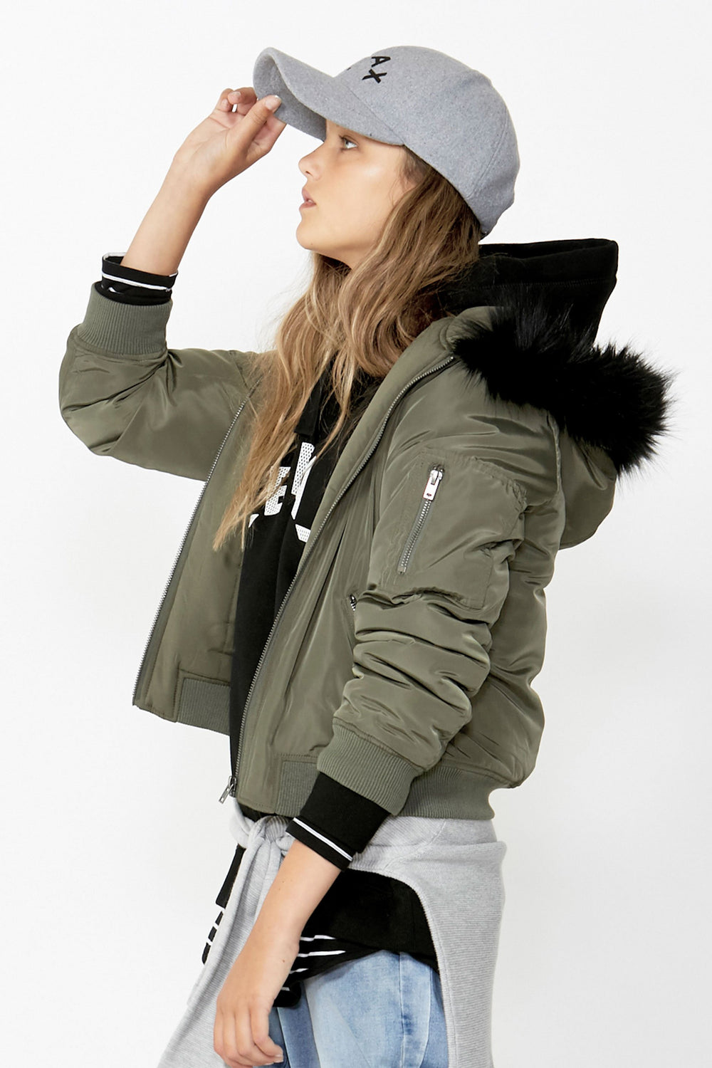 [TEST] Kids Penny Faux Hooded Bomber