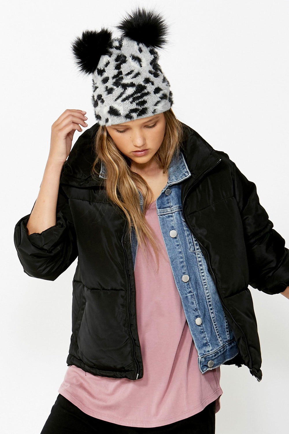 [TEST] Kids Cheetah Double Pom Beanie