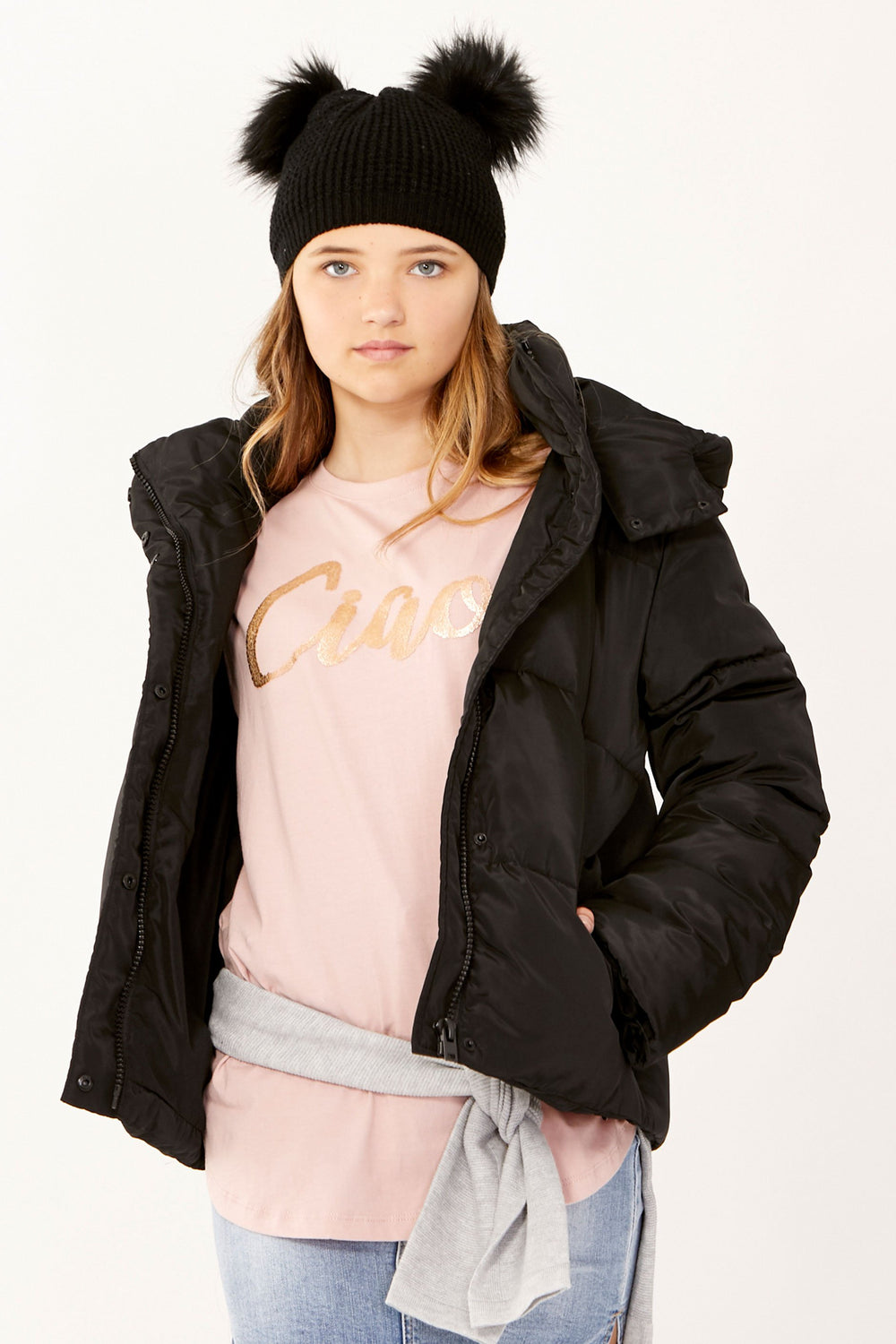 [TEST] Girls Double Pom Beanie