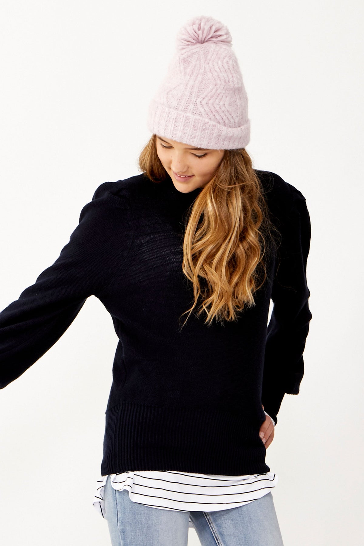 [TEST] Kids Single Pom Zigzag Beanie