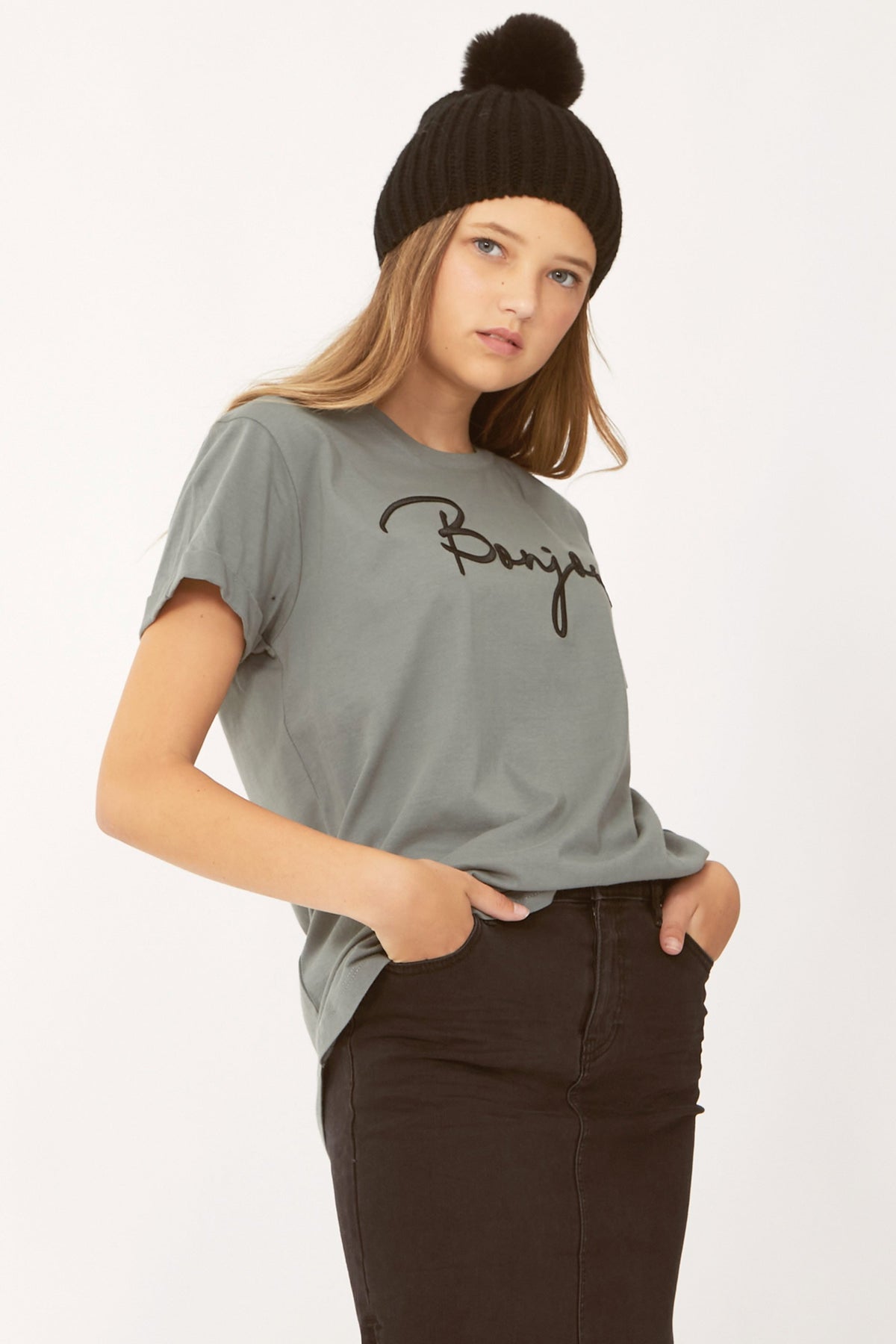 [TEST] Kids Bonjour Embroidery Tee