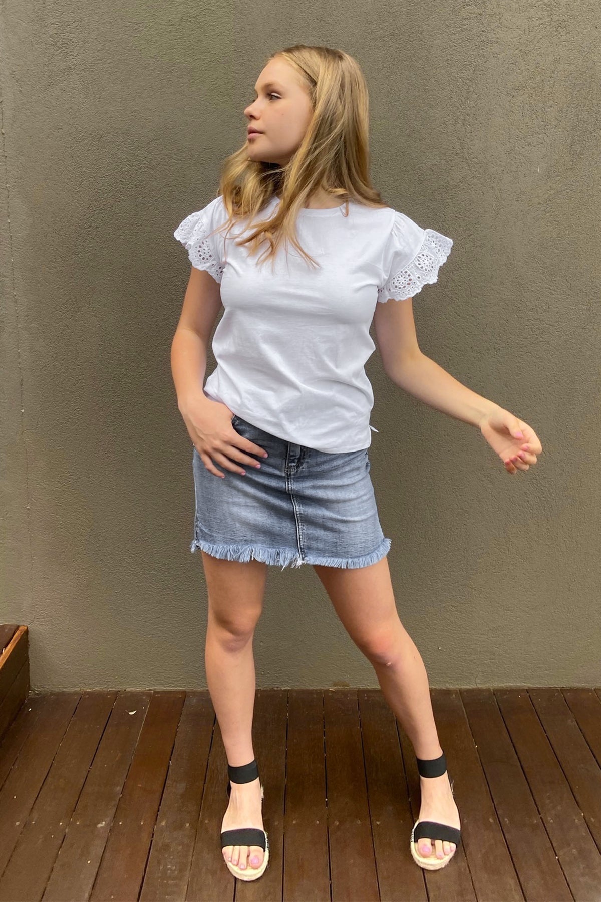 [TEST] Kids Ebony Lace Sleeve Tee