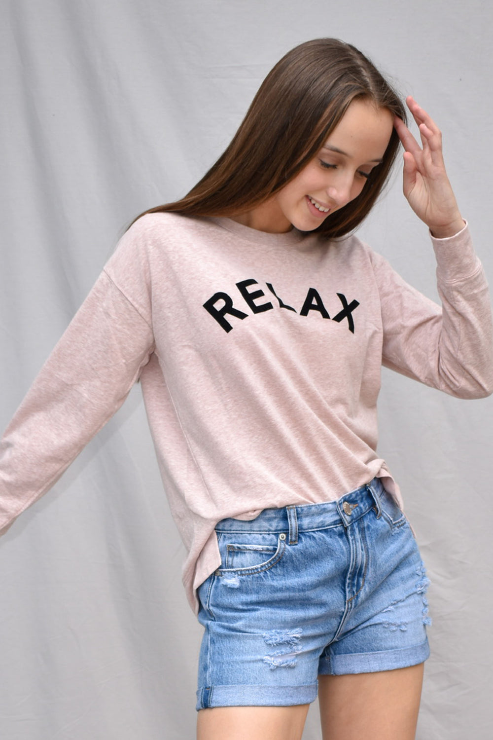 [TEST] Girls Long Sleeve Text Tee
