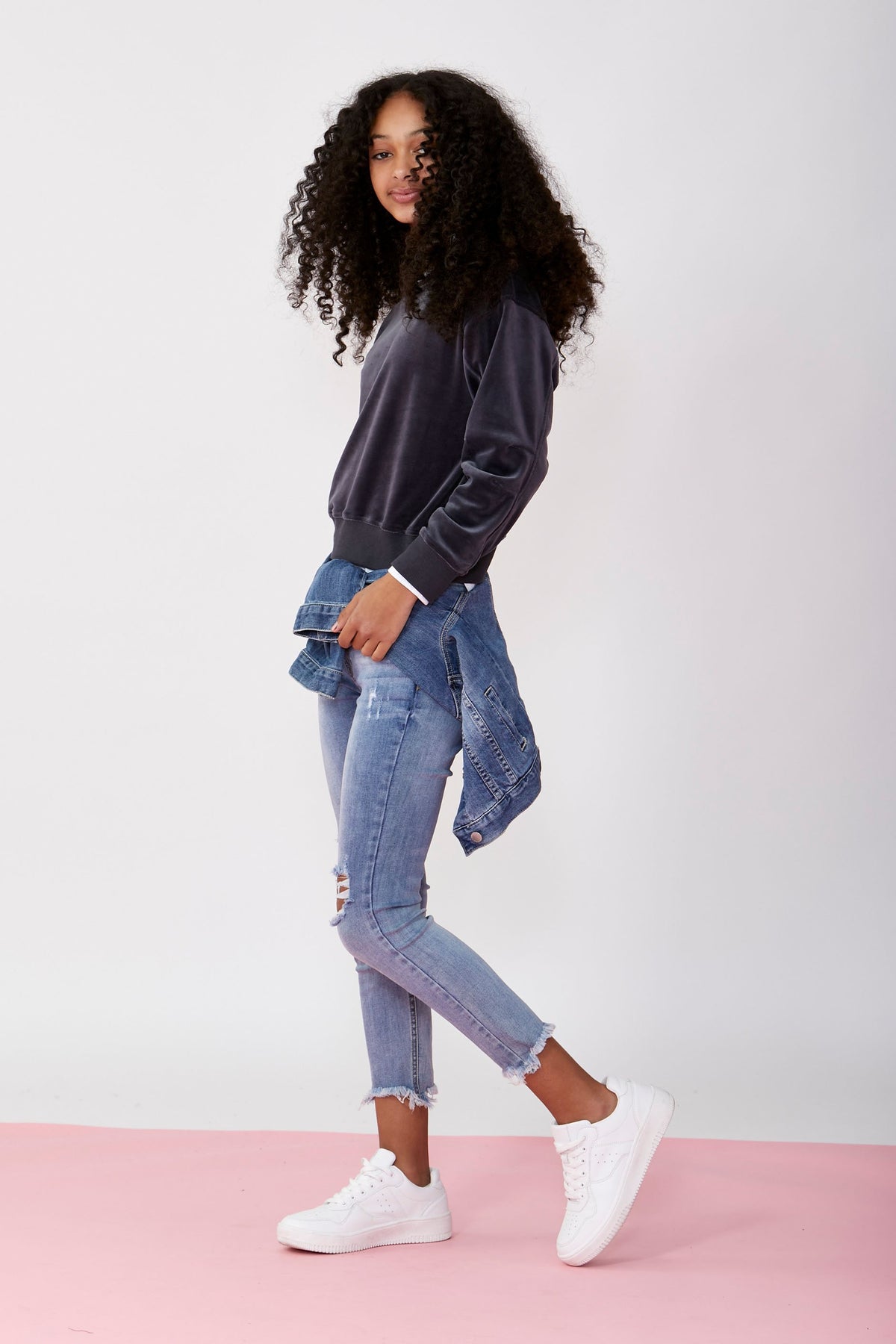 [TEST] Girls Velour Cropped Crew