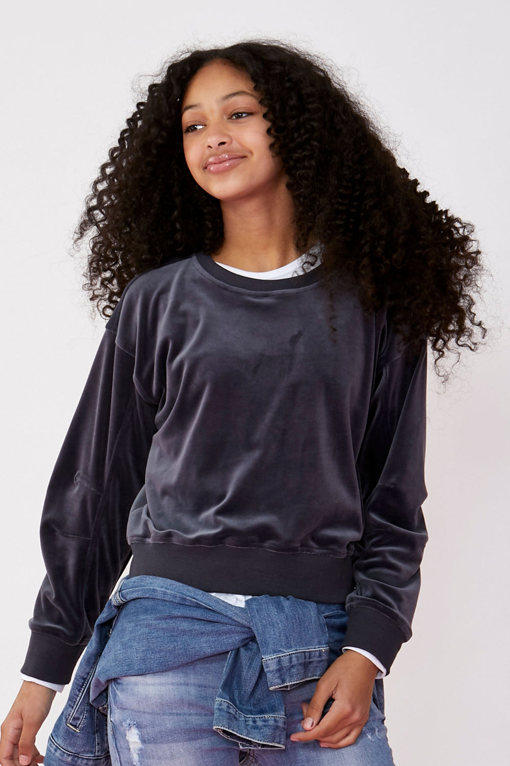 [TEST] Girls Velour Cropped Crew