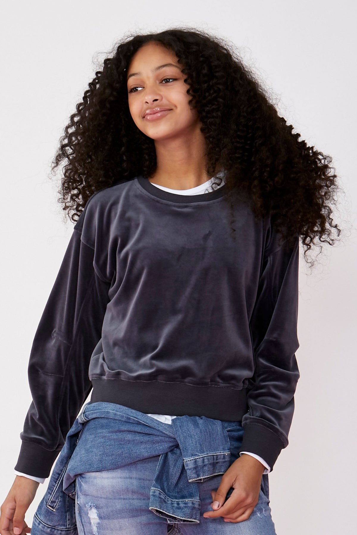 [TEST] Girls Velour Cropped Crew