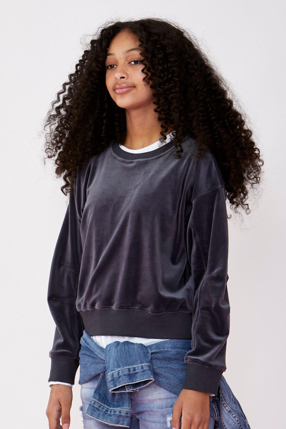 [TEST] Girls Velour Cropped Crew