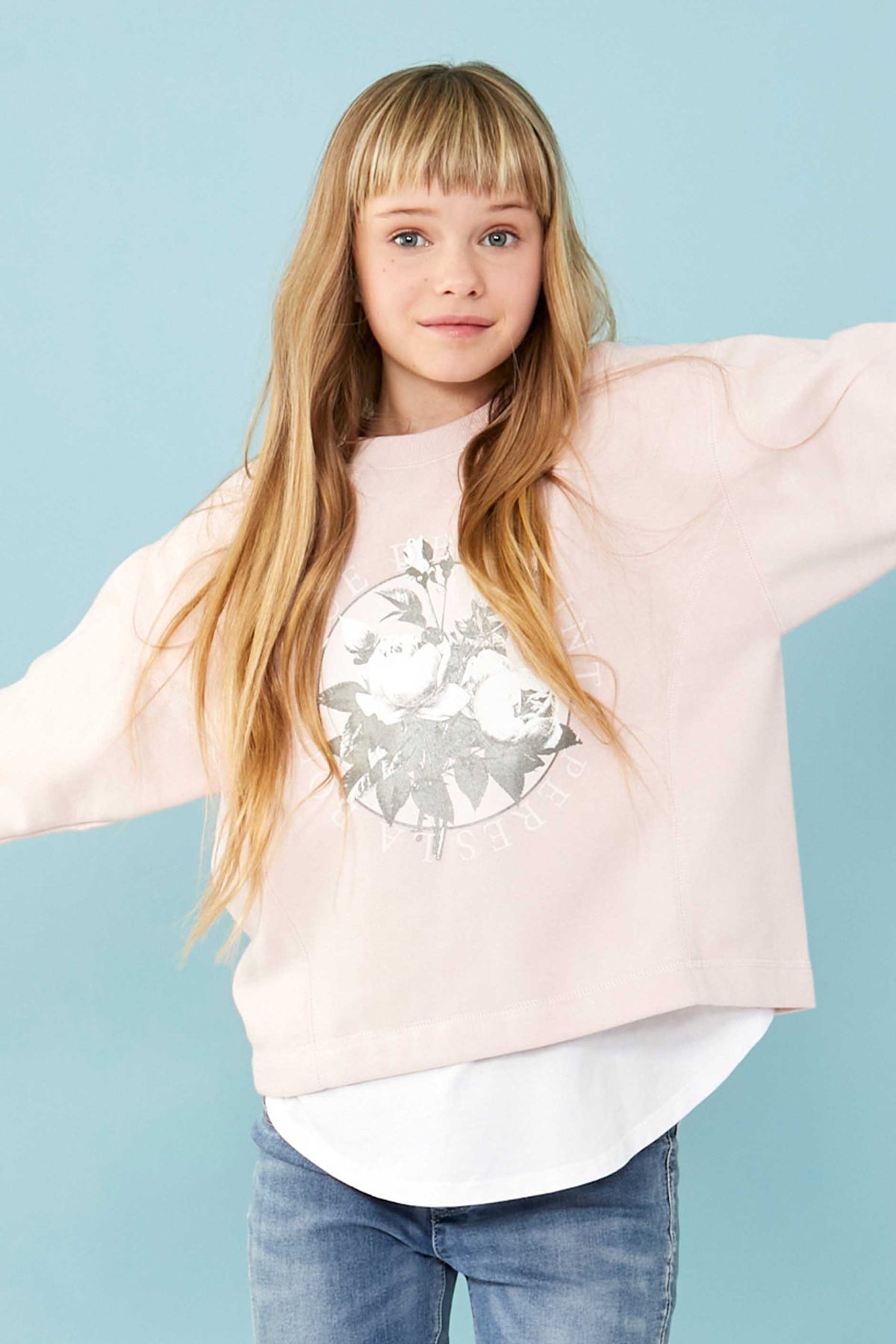 [TEST] Girls Floral Cropped Crew